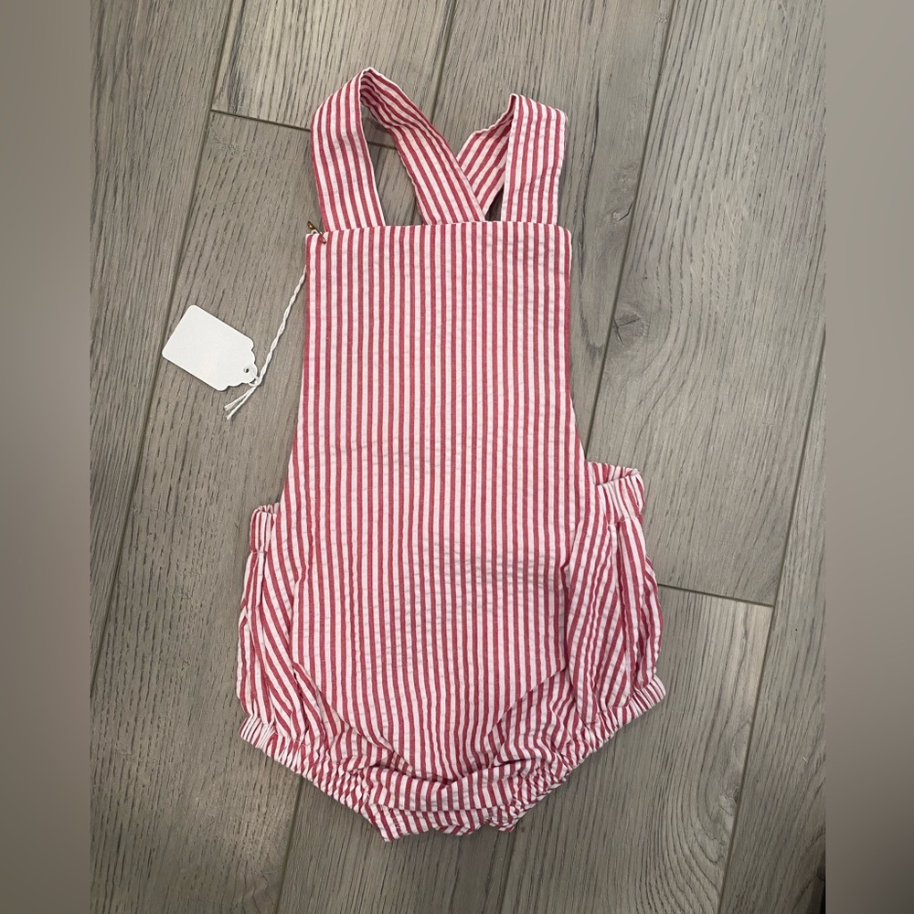 Stripped crisscross back handmade new romper